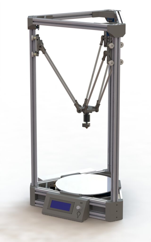 Custom delta fdm printer partially designed by West Texas 3D